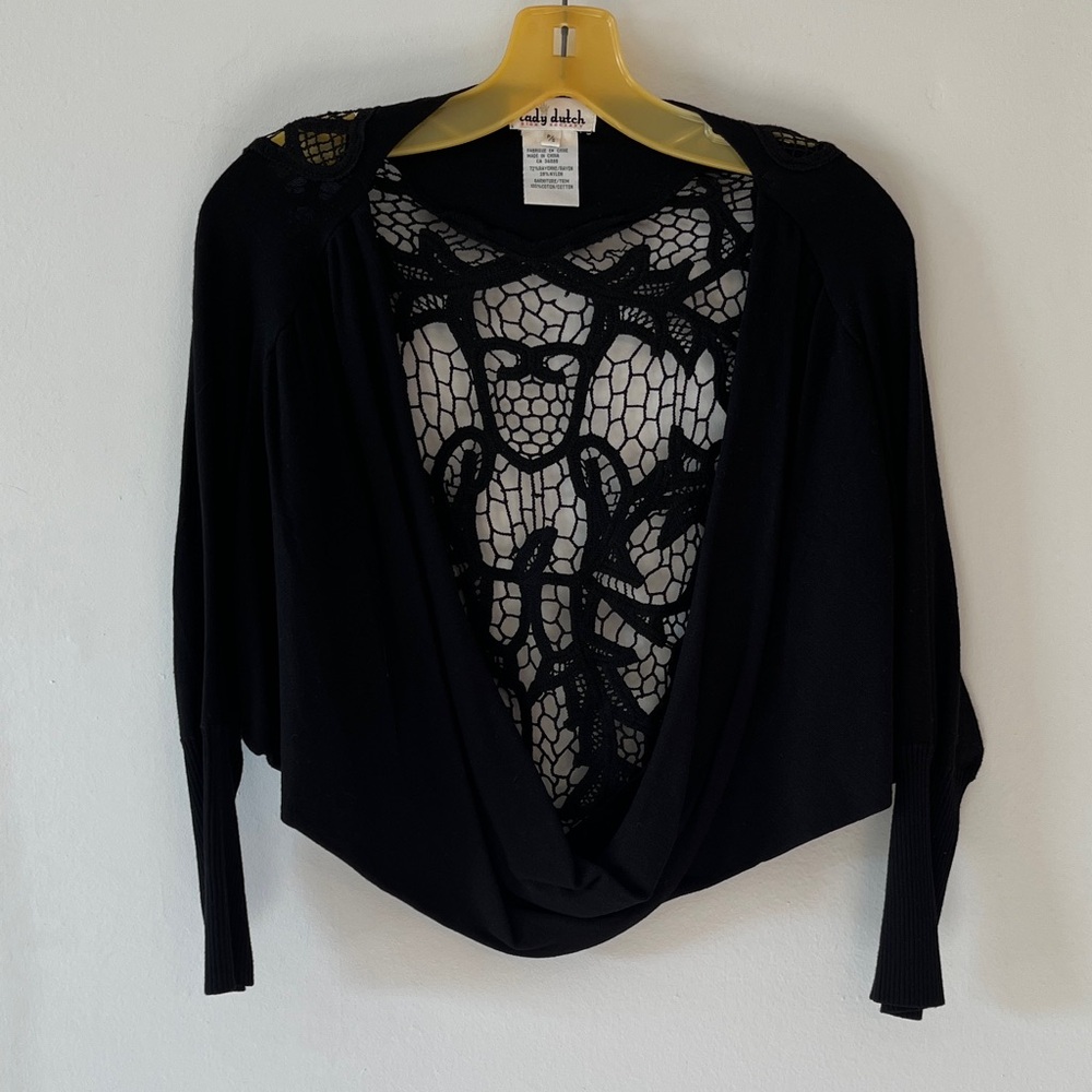 Batwing Crocheted Open back Shrug